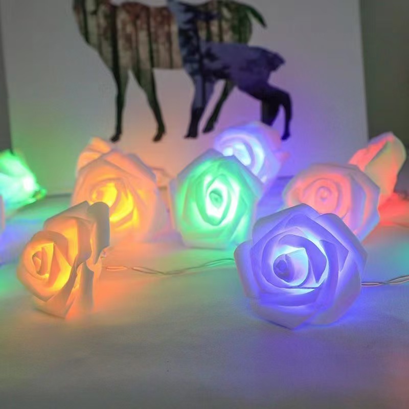 Decoración del día de San Valentín simulación de luces de rosas decorativa atmósfera de vacaciones decorativa cabecera de cama rosa regalos luces decorativas