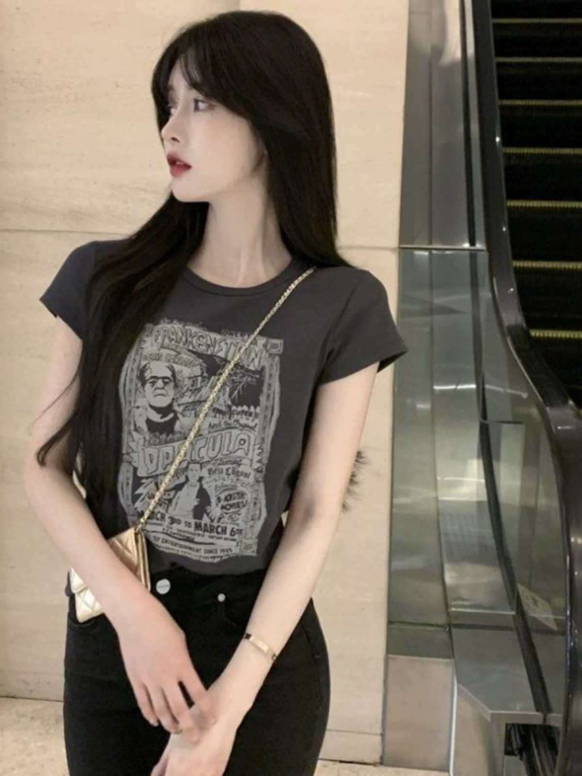 Хлопковая сексуальная летняя ретро футболка, с коротким рукавом, Slim Fit, для подростков