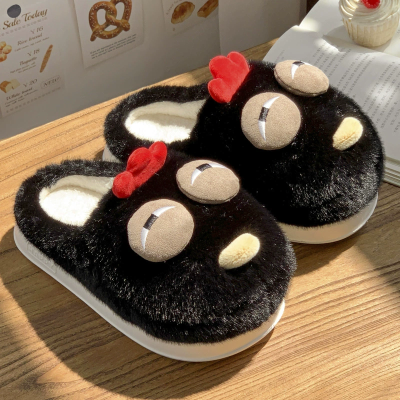 Cartoon winter slippers, non-slip keep warm comfortable footwear for pregnant, internet celebrity