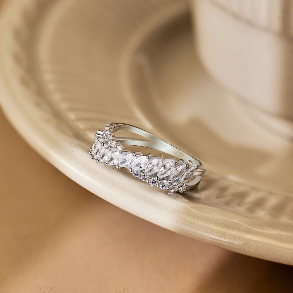 6g Weight Zircon Inlay Material Rings Classification 5, 9, Adjustable Ring Size 1 Piece Quantity Holiday, Daily Occasion 925 Sterling Silver Material Geometric Pattern Women's Gender Plating, Inlay Design Basic, Modern Style, Classic Style Style 925 Sterling Silver Zircon Geometric Rings 29