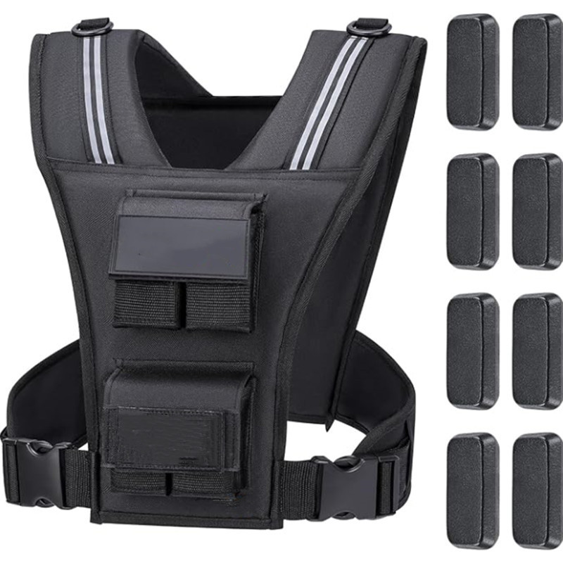 Nuevo peso ajustable transfronterizo chaleco de carga de hierro chaleco de carga de ropa de carga de bolsa de arena chaleco de acondicionamiento físico con tira reflectante