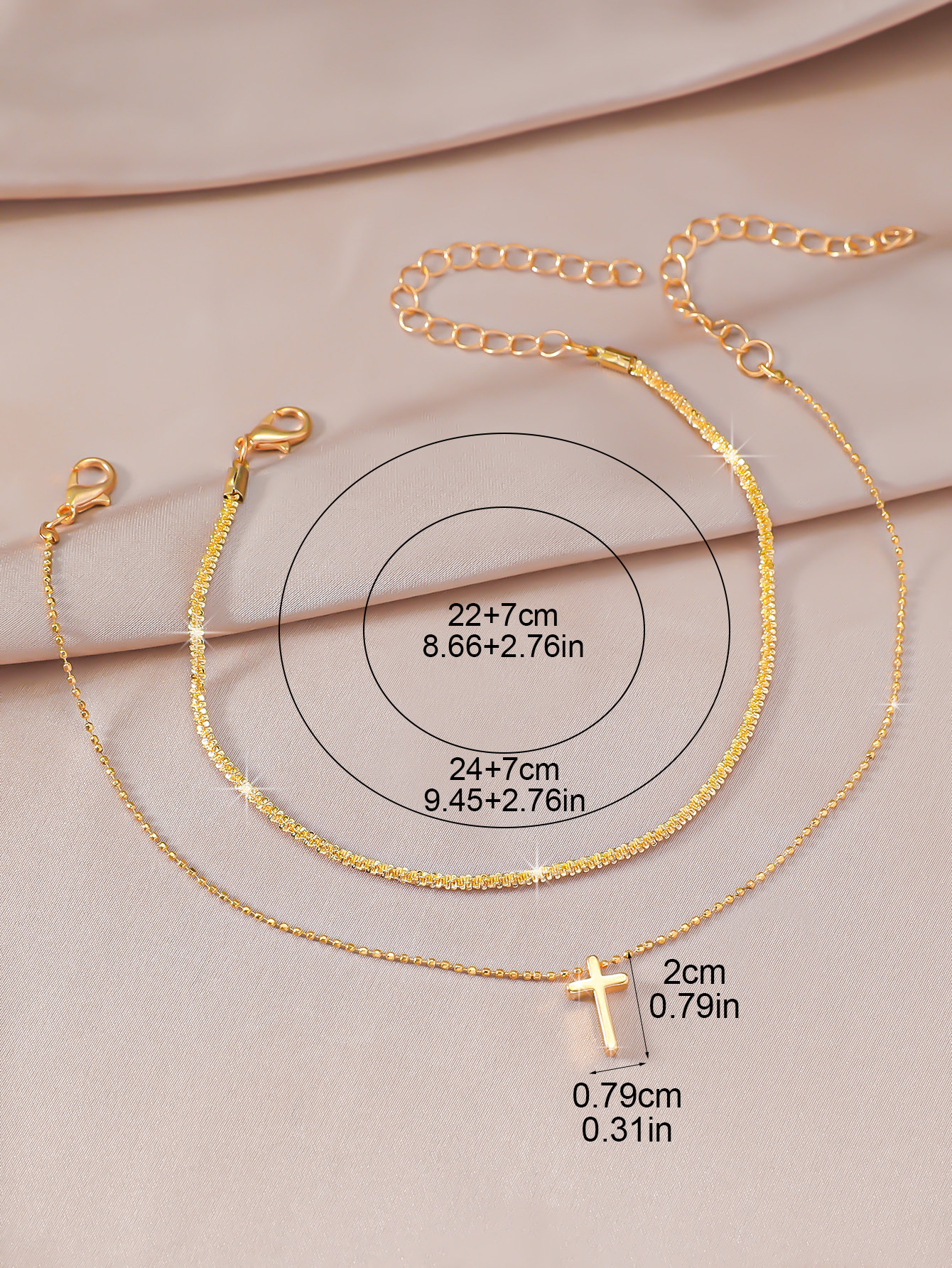 15g Weight Anklet Classification 1 Piece Quantity Casual Occasion Alloy, Copper Material Cross Pattern Women's Gender Beach, Simple Style Style Wholesale Jewelry Beach Simple Style Cross Alloy Copper Anklet 35