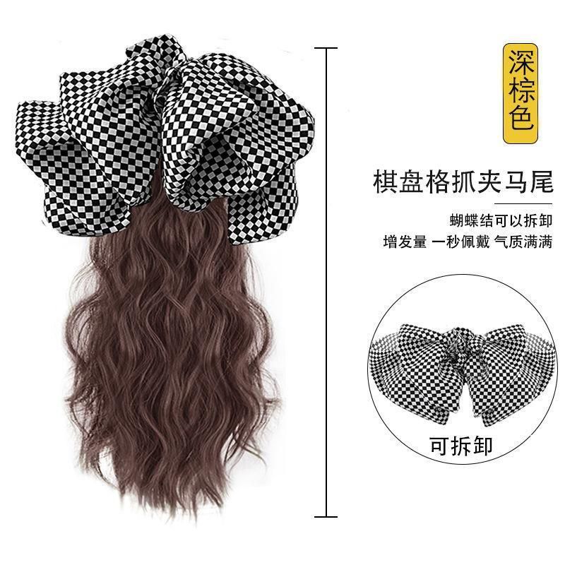 Peluca Cola de caballo Arco peluca con clip alta Cola de Caballo hembra natural mullido Pelo Rizado simulación Cola de Caballo peluca trenza