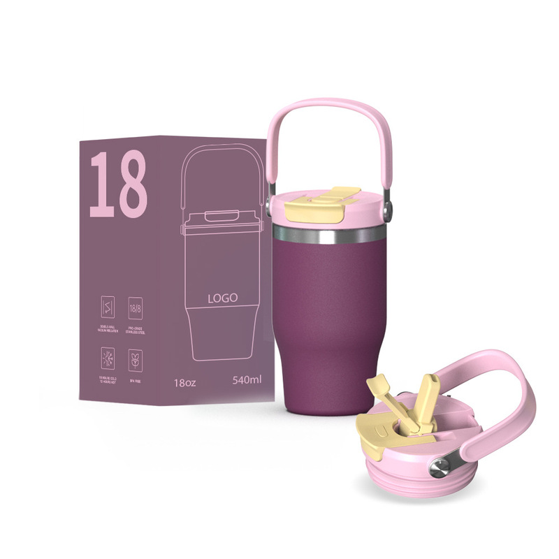 Cross-Border New 18oz Car Cup Customized Kidsren's Handle Cup Ice Cup Large Capacity Car Straw Car Cup