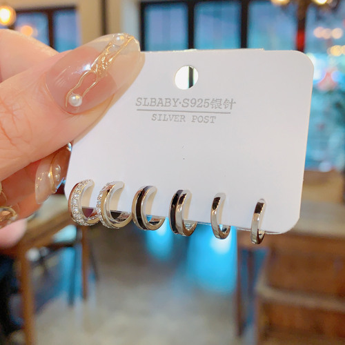 S925 Silver Needle Personal Style Fashion Three-Piece Earring Set for Women, Design-Savvy and Elegant, Versatile and Matchable Earring Combinations, Earrings and Accessories