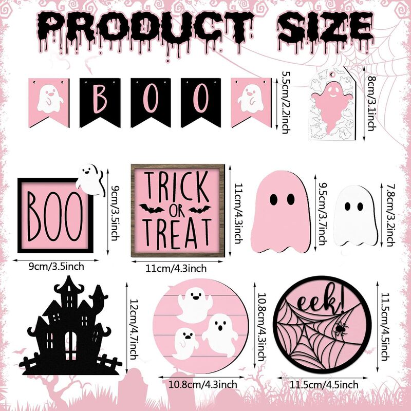 ハロウィンレイヤードトレイ装飾セットかわいいゴーストトレイ装飾ピンクハロウィン装飾装飾品卸売|undefined