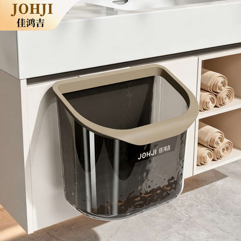 Kitchen hanging sorting trash bin, transparent gray-brown double bin, cabinet door wall-mounted storage bin for household vegetable washing and food waste Kitchen hanging sorting trash bin, transparent gray-brown double bin, cabinet door wall-mounted storage bin for household vegetable washing and food waste
