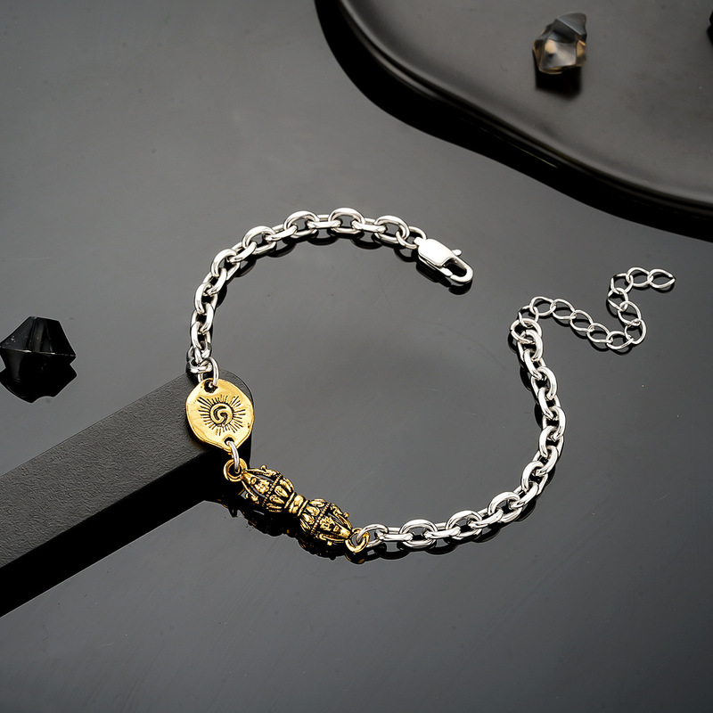 Xizang Ethnic Style Diamond Rod Bracelet Men's Niche Simple Retro Light Luxury Personalized Fashion Hand Jewelry Trend