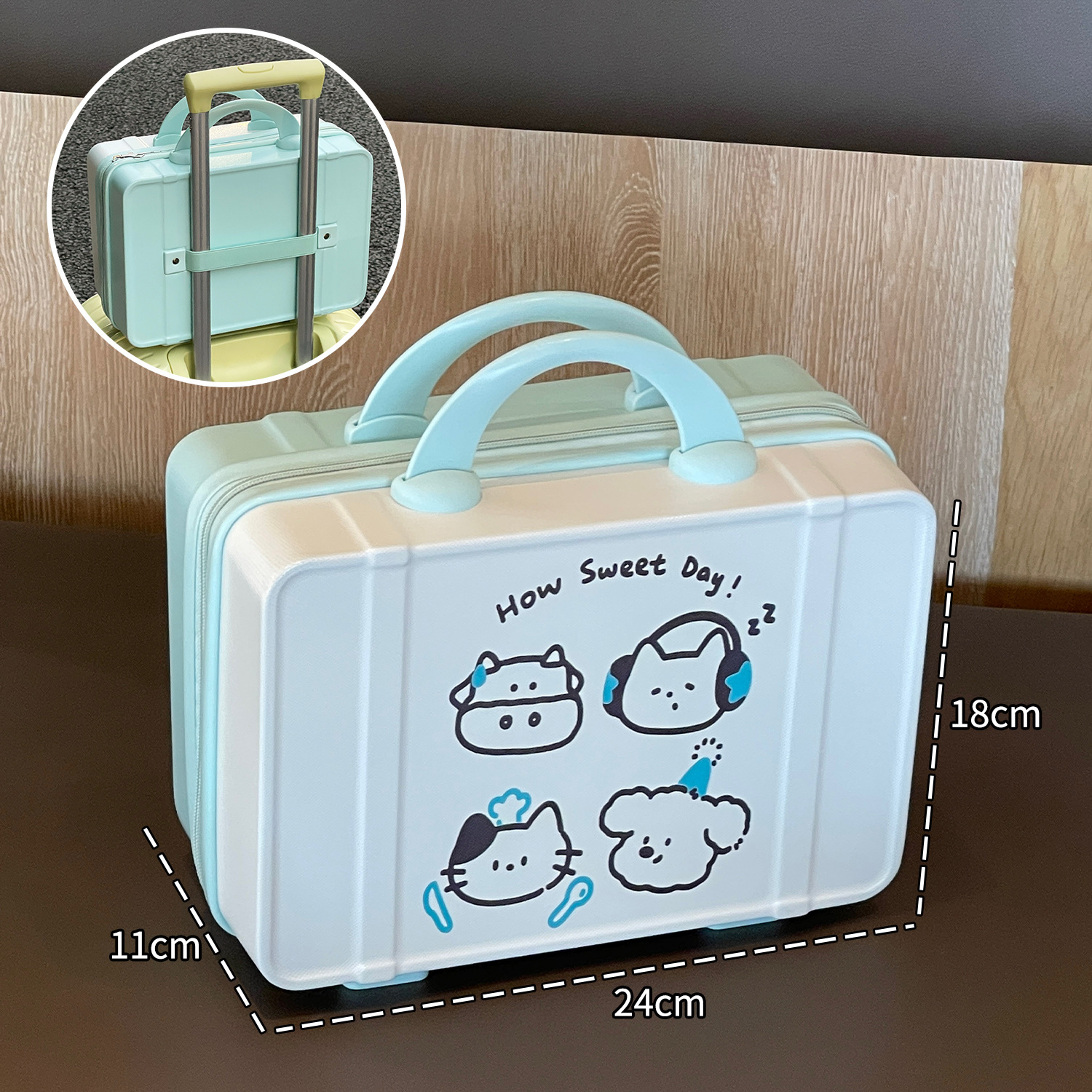 Viajes de negocios maquillaje conveniente bolsa de maquillaje portátil para mujeres 14 pulgadas maleta de gran capacidad bolsa de maquillaje de partición