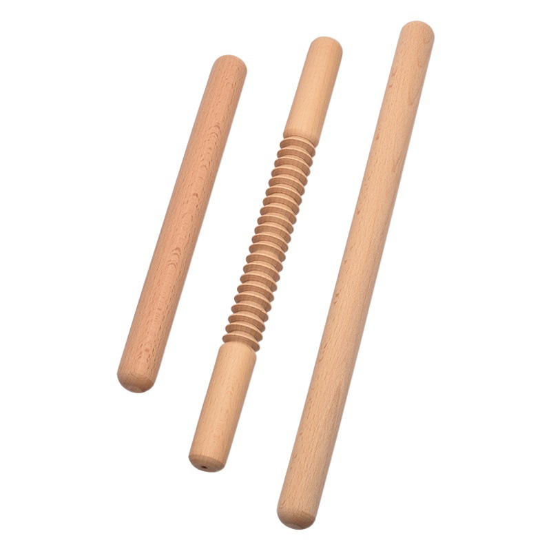 Madera rodillo masa de haya presionando palo para hornear herramienta dumpling piel rodillo sin pintura letras hogar fideos palo