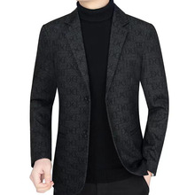 代发男士西装外套时尚帅气春秋新款韩版中年爸爸装轻商务印花西服