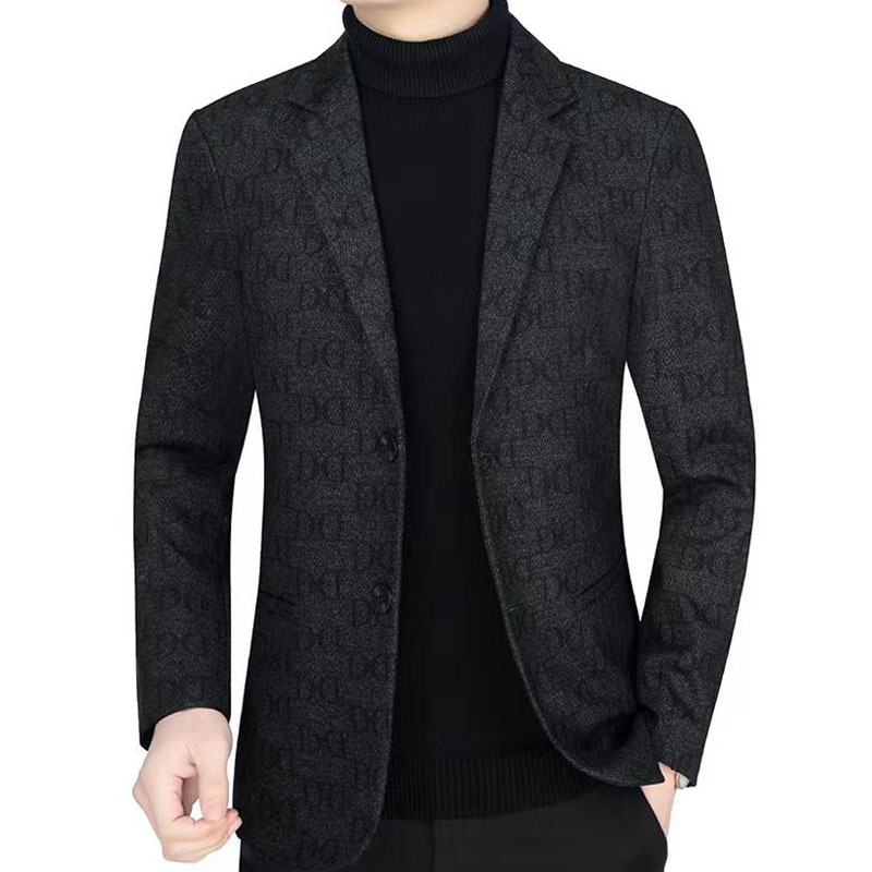 代发男士西装外套时尚帅气春秋新款韩版中年爸爸装轻商务印花西服