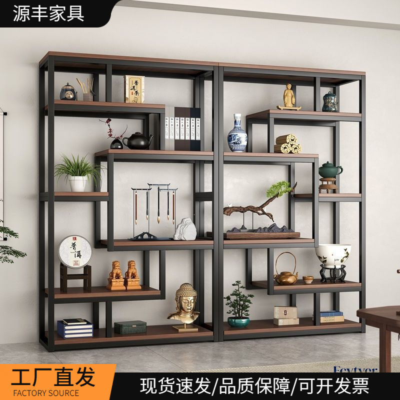 New Chinese-Style Display Shelf for Tea Room, Tea Display Cabinet, Non-Solid Wood Full-Wall Living Room Modern Minimalist Ornament Shelf New Chinese-Style Display Shelf for Tea Room, Tea Display Cabinet, Non-Solid Wood Full-Wall Living Room Modern Minimalist Ornament Shelf