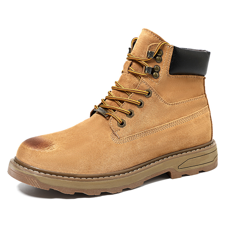 Ψηλές, μεγάλες κίτρινες μπότες, με στρώση κεφαλιού, δέρμα χοίρου, για υπαίθριες δραστηριότητες και ζεστά ανδρικά παπούτσια από κασμίρ_voghion.com