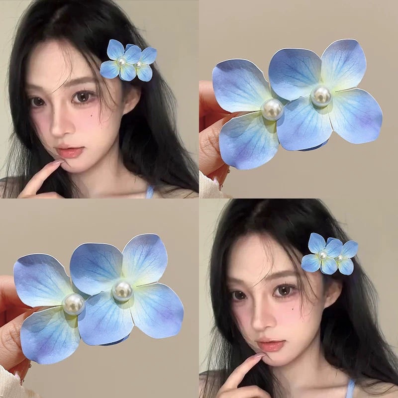 Orquídea de mariposa flores de perlas clip de pelo de vacaciones mar de viento lateral clip de boca de pato super inmortal flores simuladas adornamientos de pelo al por mayor image 4