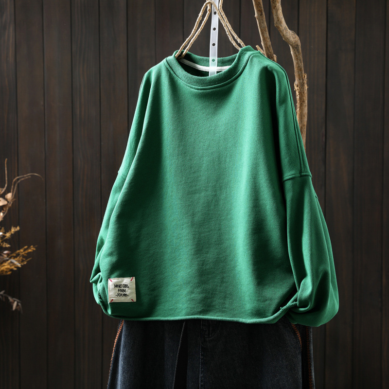 Autumn new arrivals: trendy oversized sweatshirts for women, perfect for plus-size figures, featuring a relaxed, stylish design, a round neckline, a beautiful and youthful look, and a lightweight, thin fabric in a lovely pink color