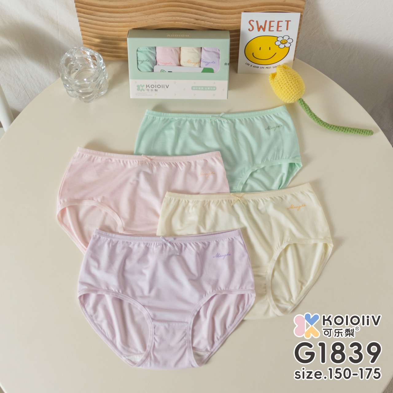 1 Box Dropshipping》Cola Pear Girl Triangle Shorts New Girls Modal Japanese Style Mid-Waist Bow Student