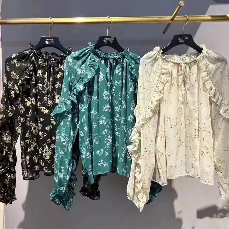 Daily m Home 2024 Autumn New Resort Style Floral Casual Pastoral Lace Shirt 028Gah30-6130