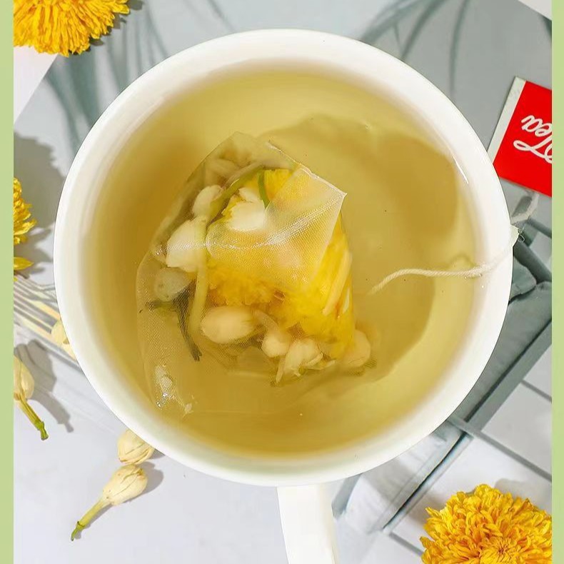 Three Flower Tea Jin Yin Hua Ju Hua Mo Li Hua Triangle Tea Bags 50 Count Sugar Free Herbal Blend details