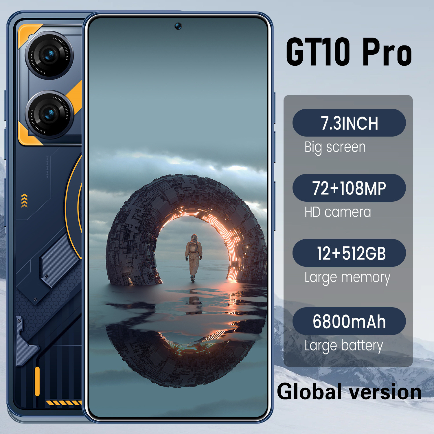 New Gt10 Pro Cross-Border Mobile Phone 12+512g True 4g Android 7.3 Large Screen Smartphone Amazon Hot Sale