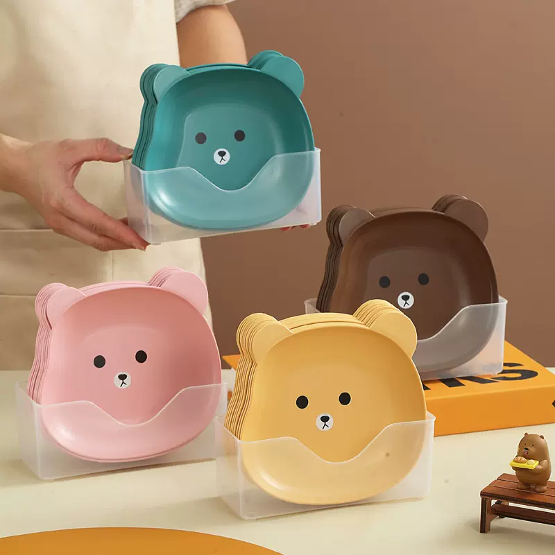 小熊骨碟家用小吃盘水果盘可爱垃圾干果盘零食碟吐骨碟加厚碟批发