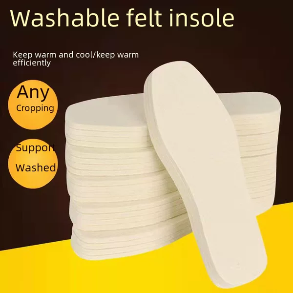 Wholesale 10 Pairs of 6mm Thick Warm Winter White Wool Felt Insoles, Warm, Breathable, Sweat-Absorbent and Soft Insoles