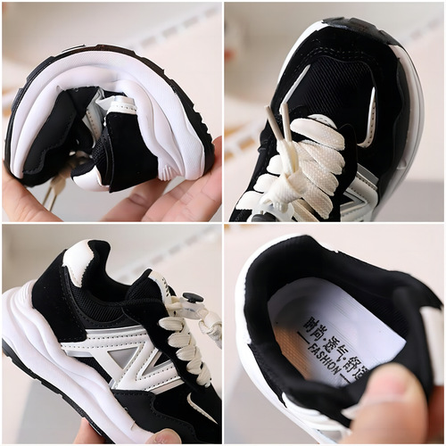 Children's sports shoes 2024 spring and autumn new letter double mesh running shoes boys and girls mesh shoes casual shoes cross-border