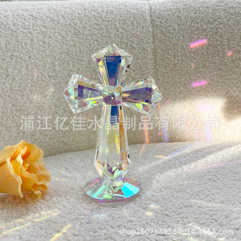 Fábrica directa iglesia transfronteriza boda regalos de Navidad decoración del hogar artesanía de cristal adornos de cruz de cristal