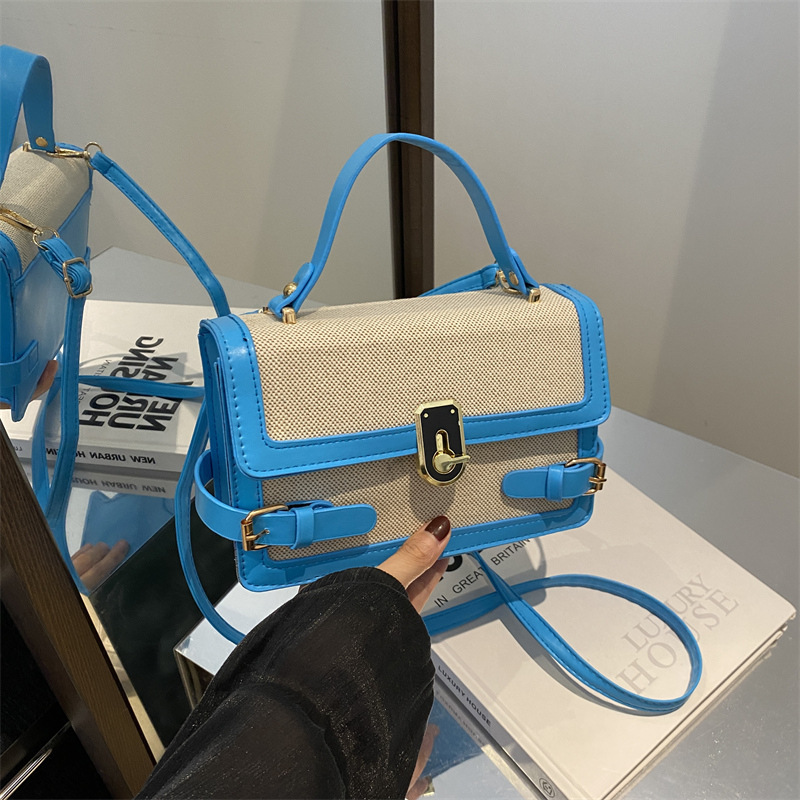 Trendy contrast color stylish ins hand held single shoulder crossbody popular this year 2024 new summer women's small square bag_voghion.com