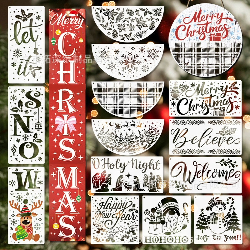 Рождественский декор для крыльца с персонажами: снеговик, олень, гномы — вырезанные элементы для раскрашивания, арт-спрей, украшение для интерьера