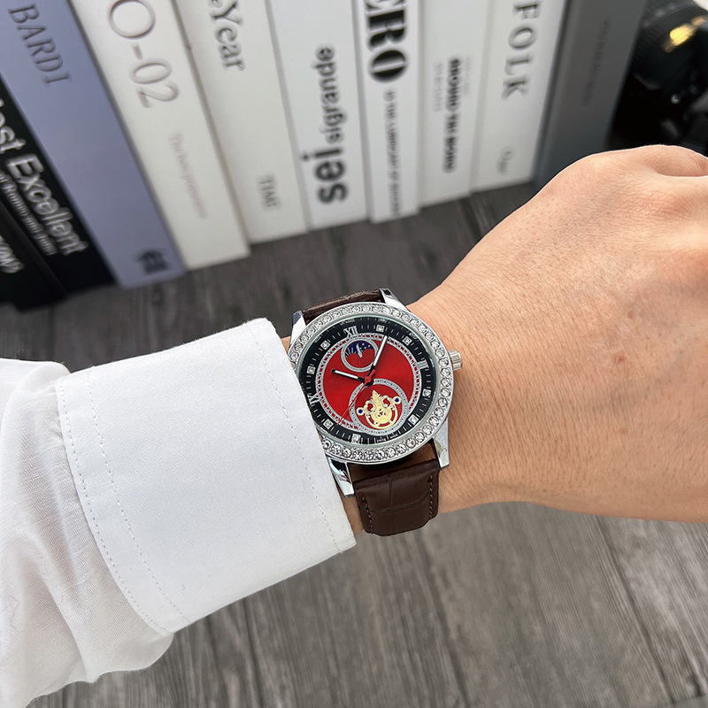 70g Weight Ordinary Glass Mirror Material Imitation Leather Strap Material Watch Classification Pointer Display Type Buckle Buckle Style Round Dial Shape Shopping Occasion Quartz Movement Geometric Pattern All Seasons Season Unisex Gender Glam, Fashion Style Glam Fashion Geometric Buckle Quartz Watch 11