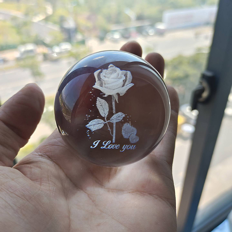 80 bola de cristal interior bola tallada bola de cristal Sol Galaxy artesanías decoración láser talla interior tallada Luna