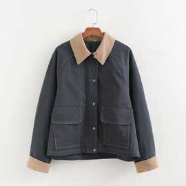 2024秋wish亚马逊eBay灯芯绒衣领水洗棉服夹克外套