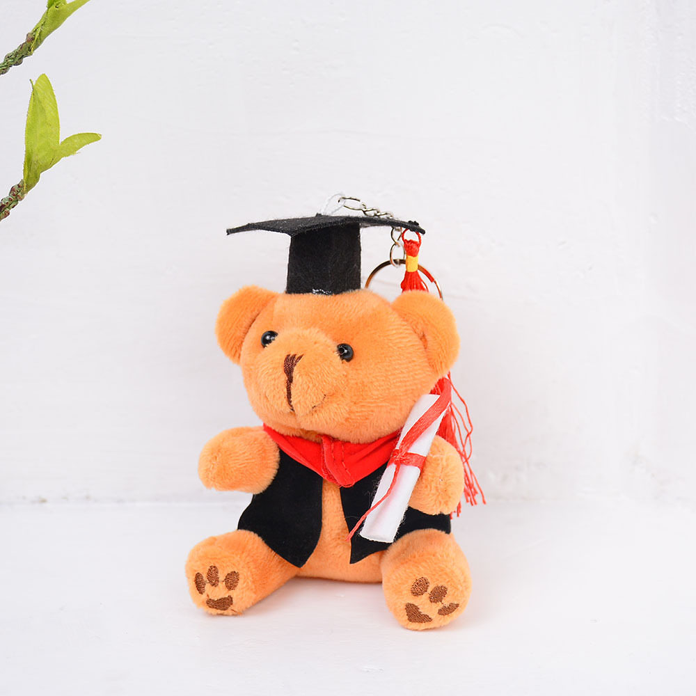 Lindo doctor oso muñeca de peluche colgante creativo estudiante mochila accesorios llavero grab máquina muñeca regalo femenino