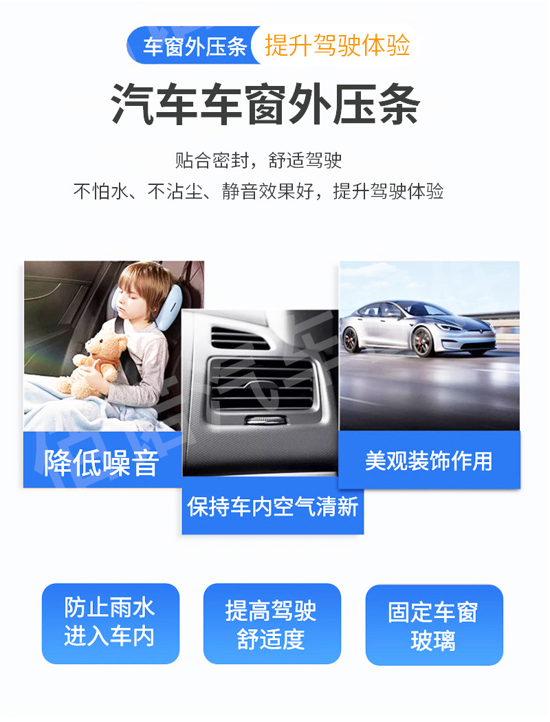 Toyota Corolla 03-18 models exterior window sealant strip, waterproof sealing strip for car door glass exterior trim
