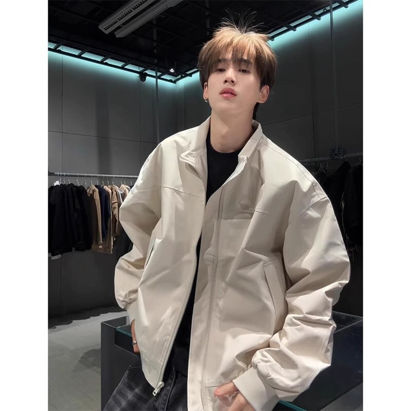 American Cleanfit Silhouette Short Jacket Men's Autum High-End Outdoor Three-Proof Stand-Up Collar Flight Instructor Jacket