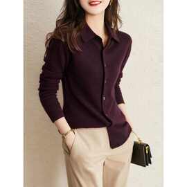 2023秋季新款重磅柔软仿山羊绒 慵懒POLO领毛衣针织开衫