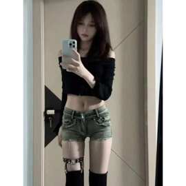 2026美式短裤辣妹紧身牛仔超短裤女复古色夏季新款百搭打底热短裤