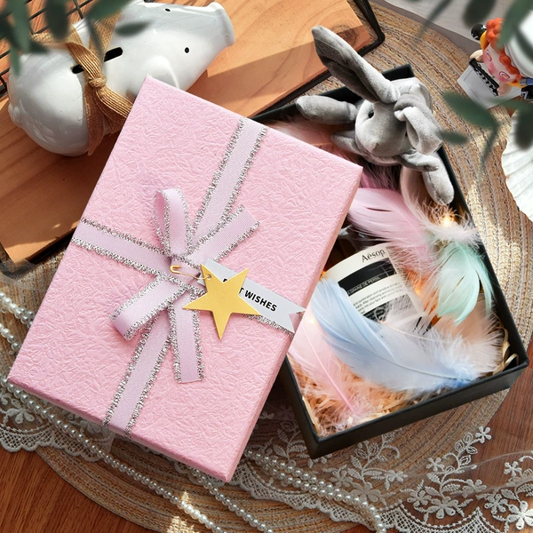 Sakura Powder + Gift Bag + Feather + Rabbit + Automatic String Light (Send Rafia Greeting Card)