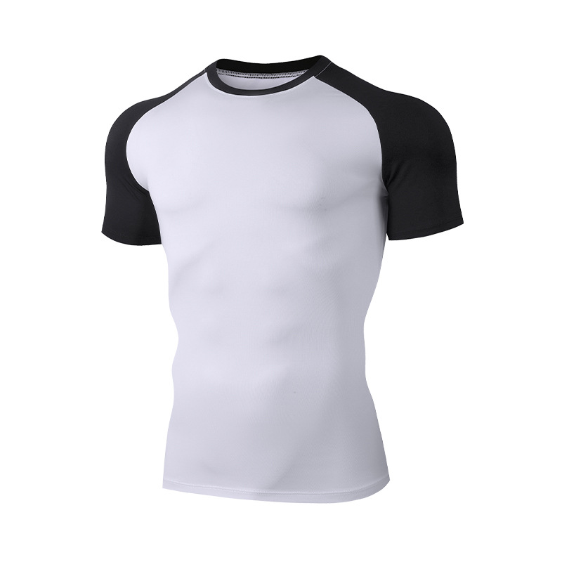 Logo personalizado color de verano de manga corta fitness ropa de secado rápido camiseta deportiva de hombre camiseta de compresión europea y americana