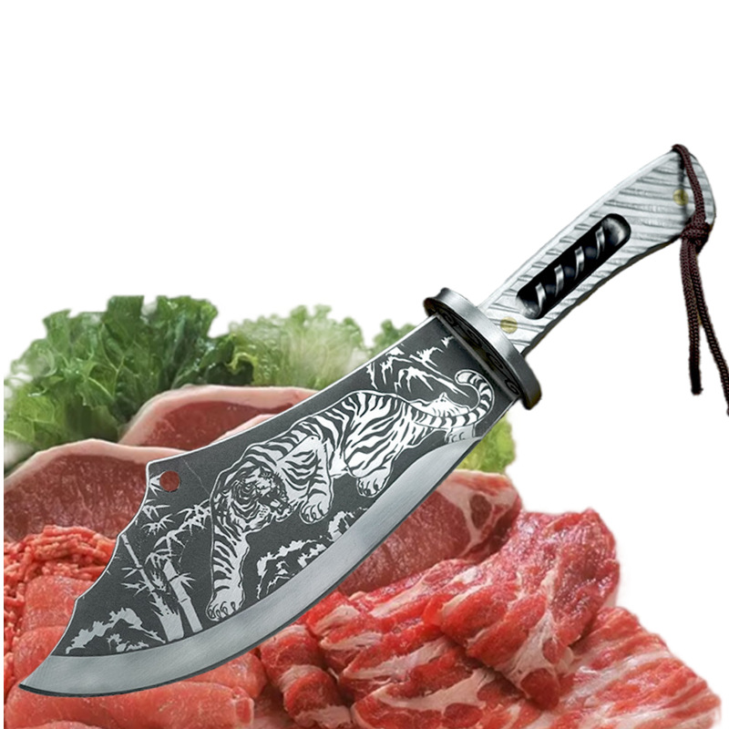 龙泉侠客堂菜刀全钢一体锻打砍骨刀猛虎下山斩切两用刀龙泉宝刀