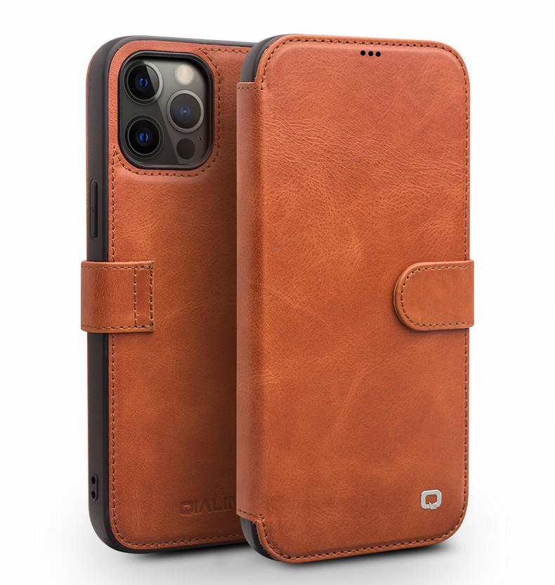Ốp lưng da thật iPhone 12 Pro Max nắp lật mini có ngăn đựng thẻ — Khóa từ tính iPhone 12 mini 5,4 inch màu đen, Khóa từ tính iPhone 12 mini 5,4 inch màu nâu đậm, IPhone12 Pro Max 6,7 inch khóa từ tính doanh nhân màu nâu nhạt chi tiết 22