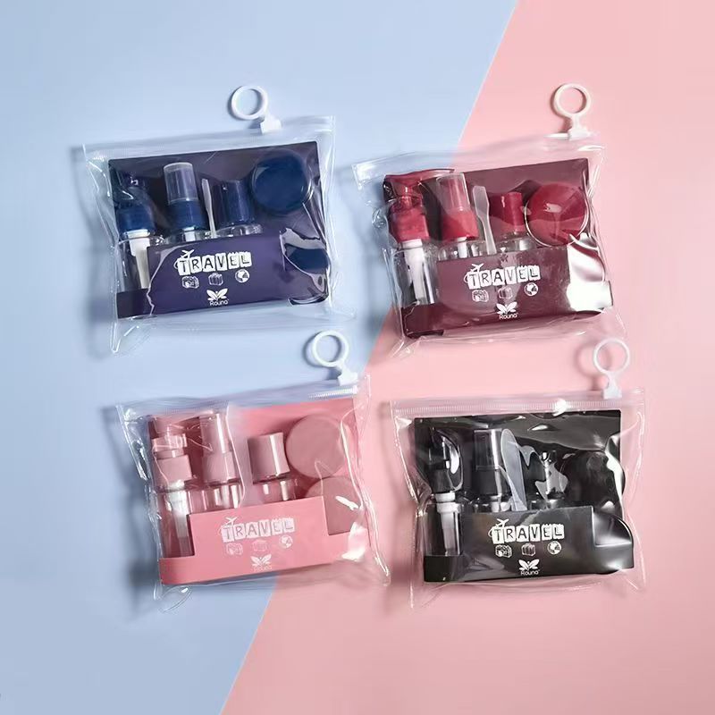 工厂直销六合一旅行分装瓶套装便携按压式乳液喷雾瓶分装瓶膏霜盒