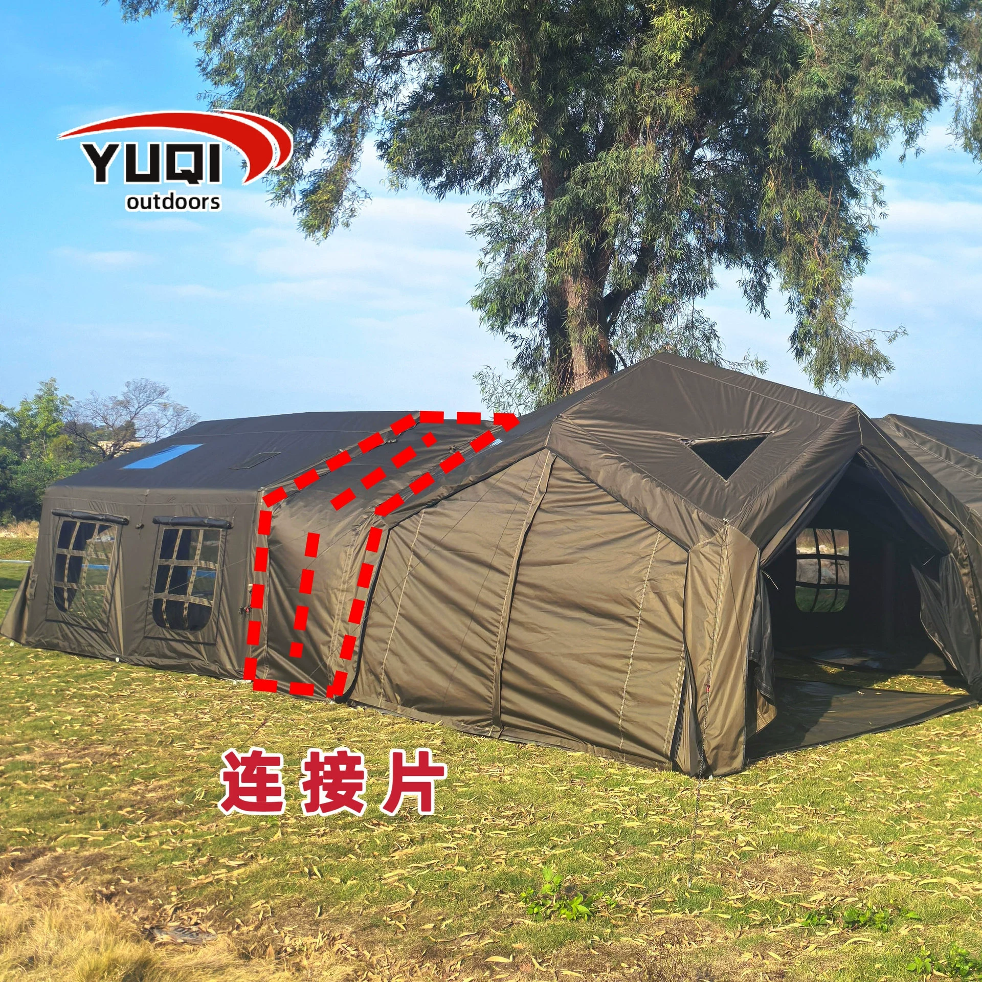 Modular travel module for camping, inflatable tent