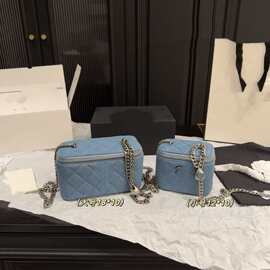 跨境新款牛仔爱心链条化妆盒子包高级感百搭时尚单肩斜挎包轻奢风
