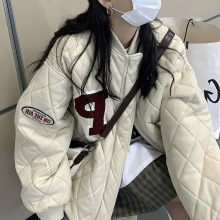 菱格棉服棒球服女冬季新款加厚棉衣宽松设计感小众棉袄夹棉外套潮
