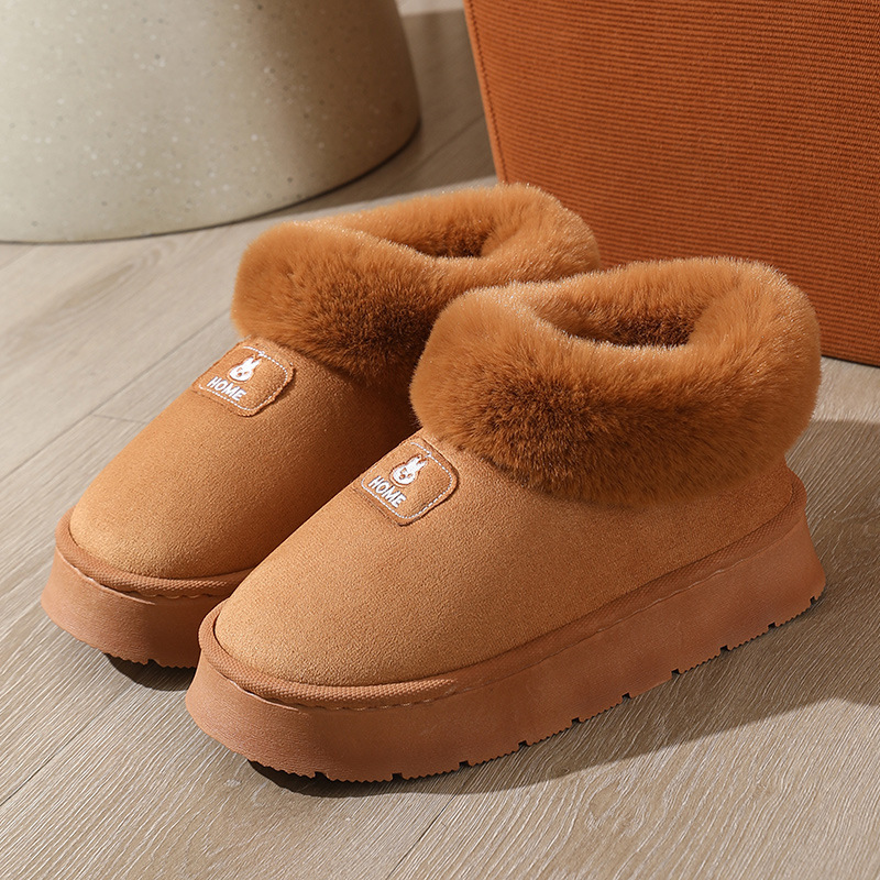 Zapatillas de algodón nuevas del 2025 para hombre y mujer, estilo simple de invierno, se pueden usar al aire libre, botas de nieve con parte trasera cerrada, forradas con forro polar, gruesas y cálidas.