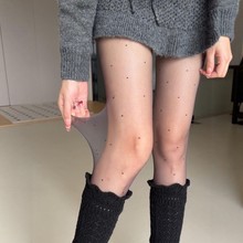 初秋波点丝袜防勾丝连裤袜超薄0d高透jk灰丝袜子女秋冬季打底裤袜