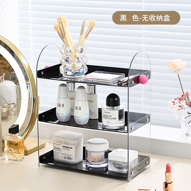 中古风化妆品收纳架轻奢高级感梳妆台多层式香水口红护肤品置物架|undefined