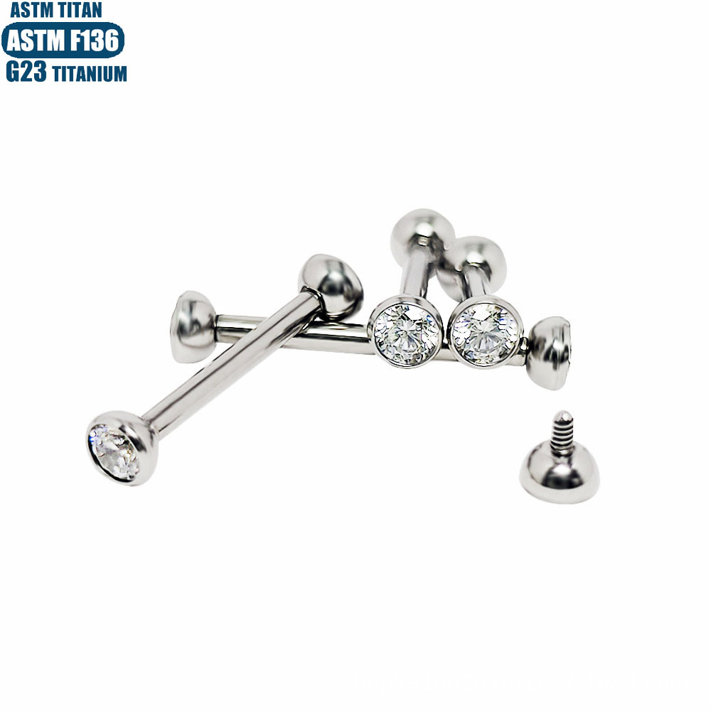 16G labret stud size and finish detail
